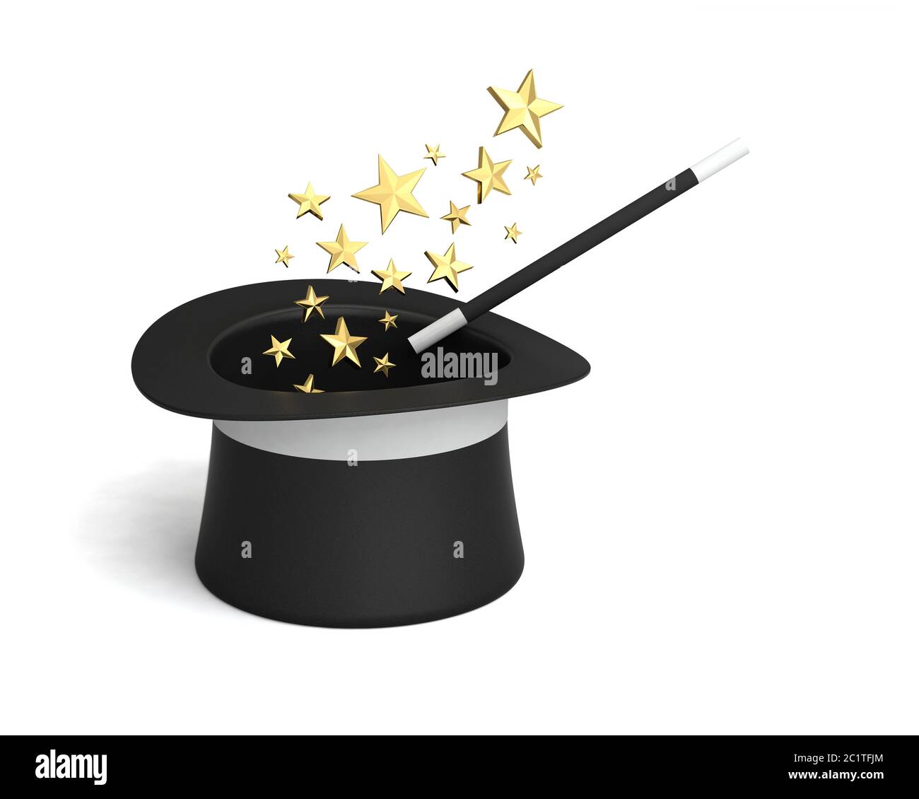 magicians hat star stars magic wand 3D Stock Photo