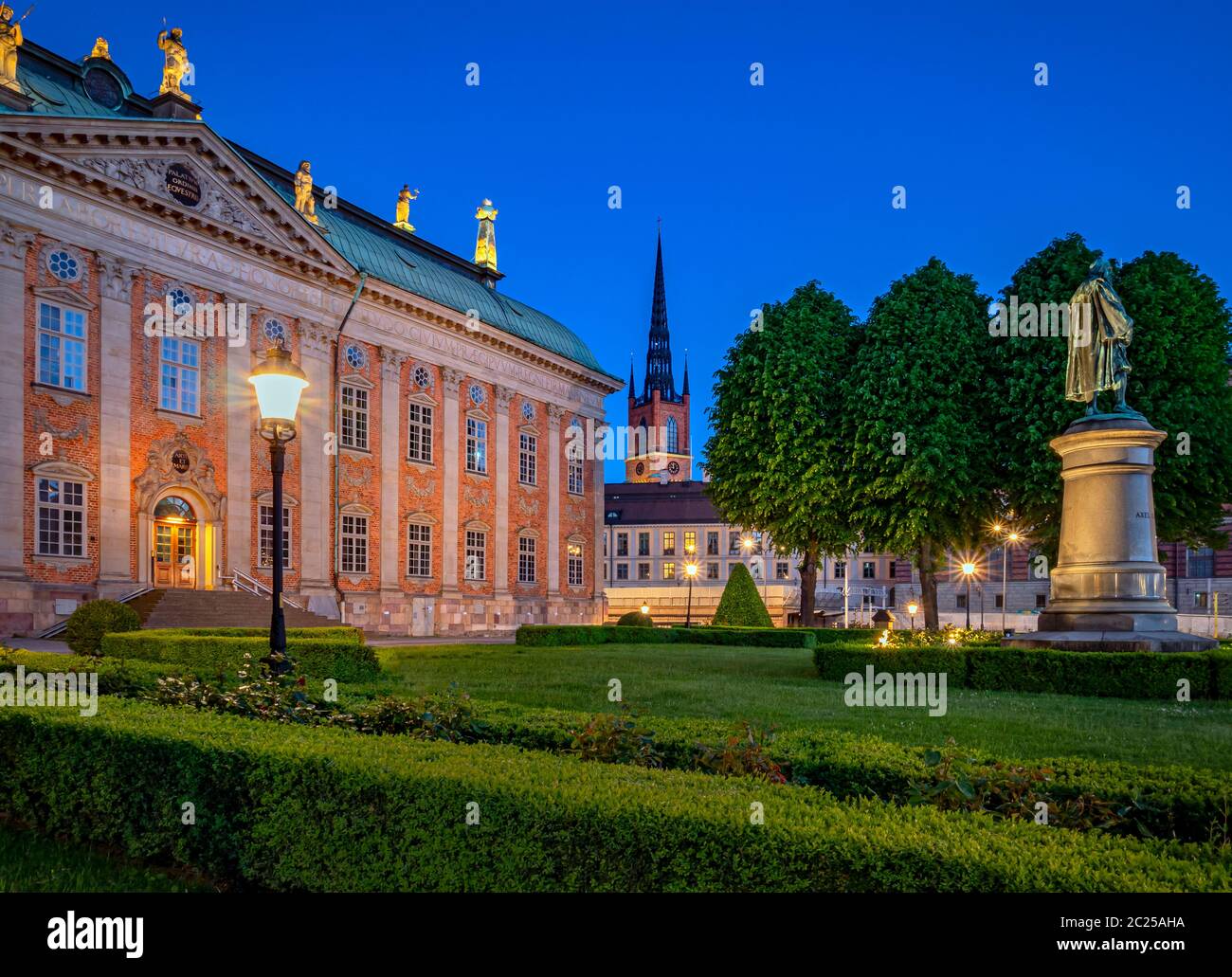 Riddarholmen Church at night, Stockholm, Sweden Stock Photo