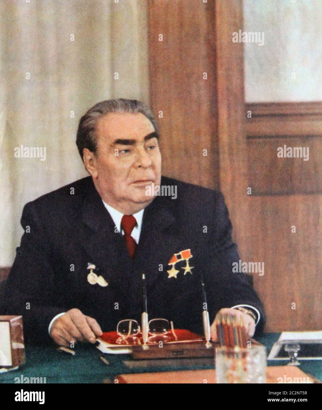 Soviet leader Leodid Brezhnev. Retro photo of Leonid Brezhnev Stock Photo