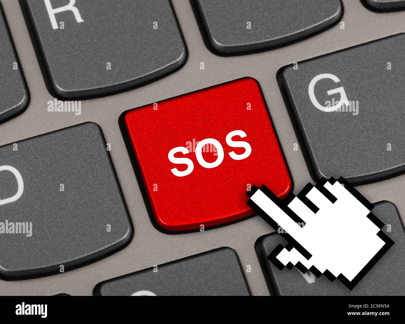 Computer keyboard with SOS key Stock Photo