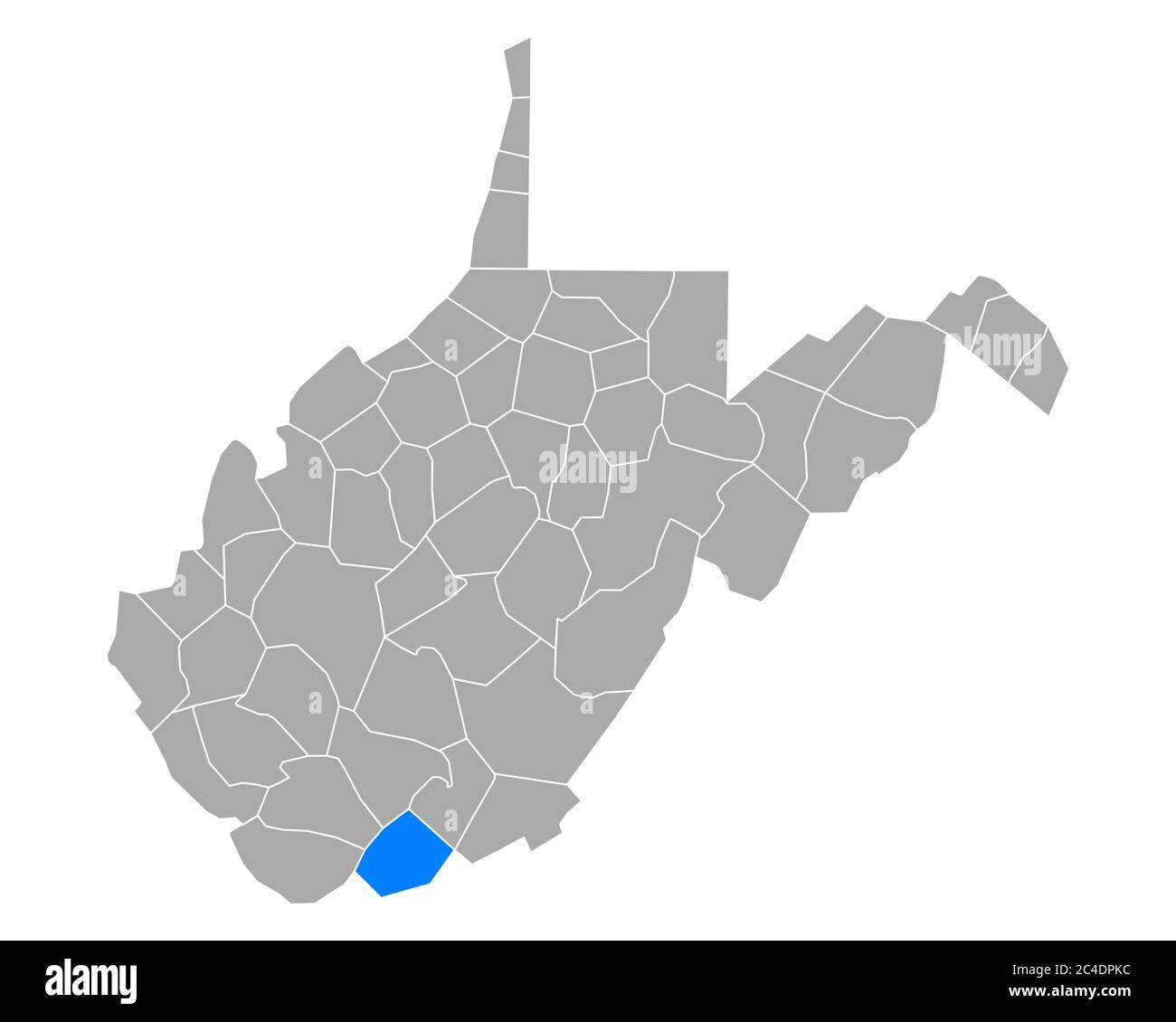 Map of Mercer in West Virginia Stock Photo - Alamy