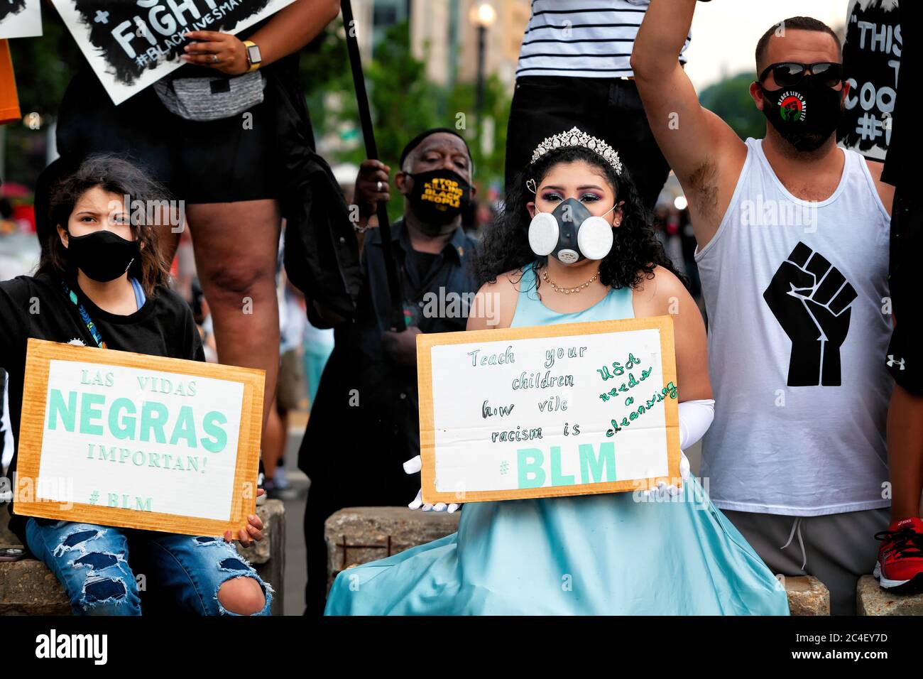 Protesters stand against racism and police brutality, and celebrate Juneteenth at Black Lives Matter Plaza, Washington, DC, United State Stock Photo