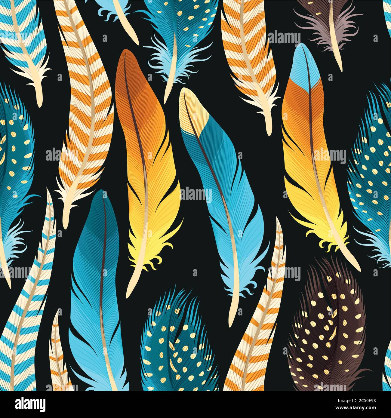 Decorative feathers seamless Stock Vector