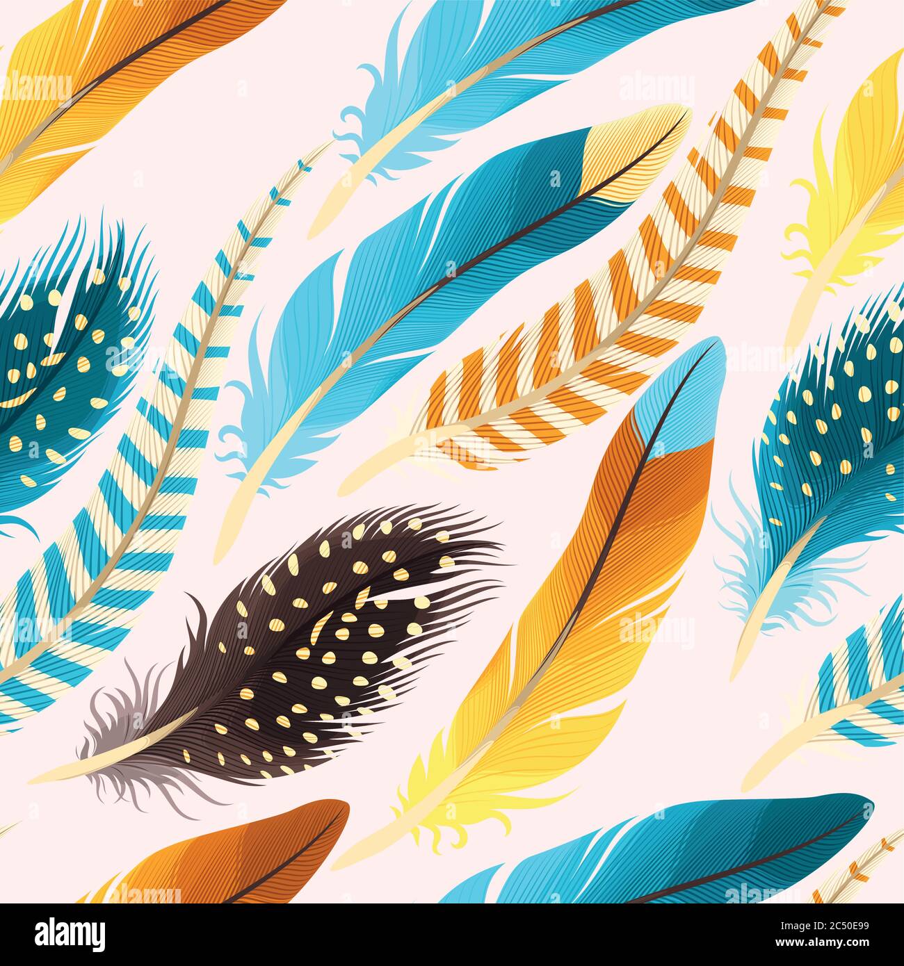 Decorative feathers seamless Stock Vector