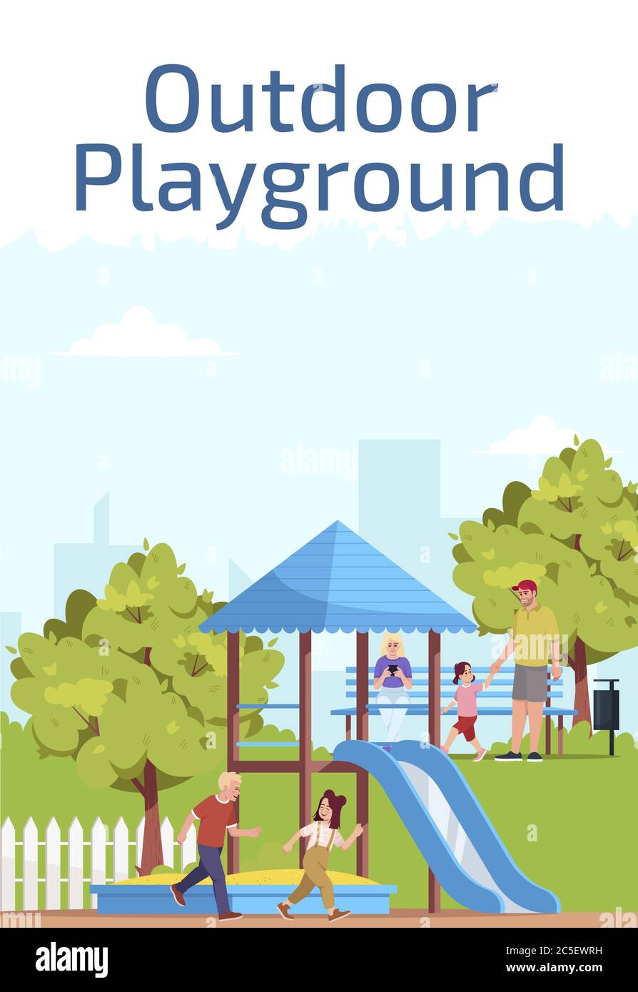 Outdoor playground poster template Stock Vector