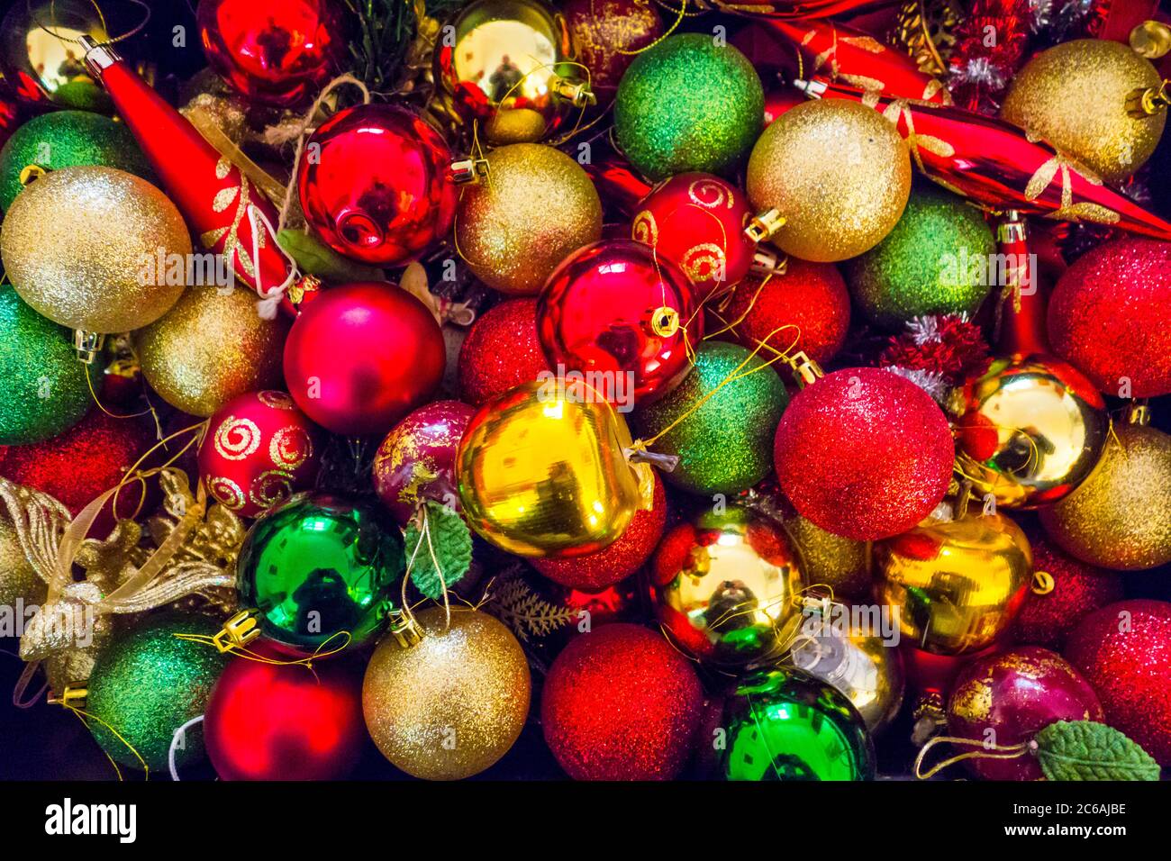 Christmas tree decorations on a tree Stock Photo