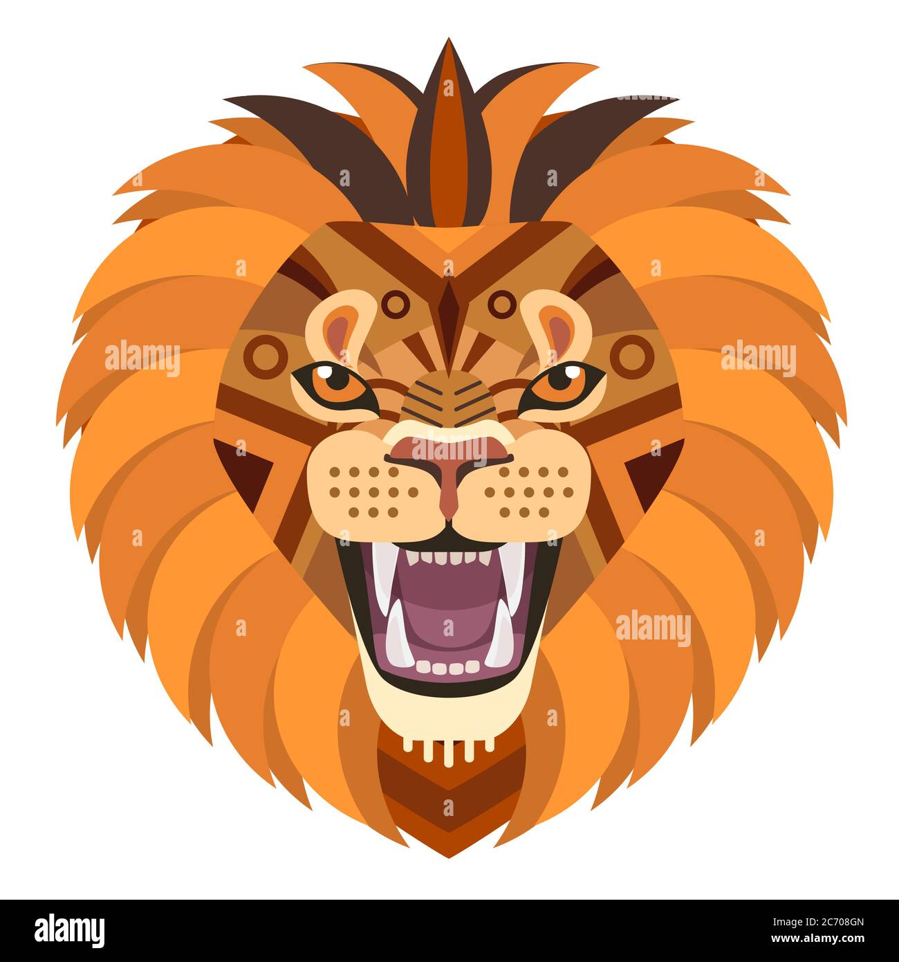 Angry lion head Logo. Vector decorative Emblem isolated Stock Vector