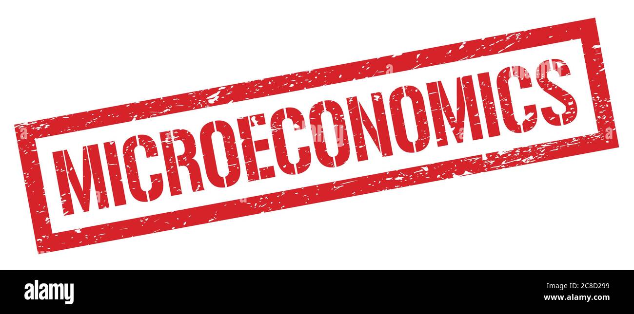 MICROECONOMICS red grungy rectangle stamp sign. Stock Photo