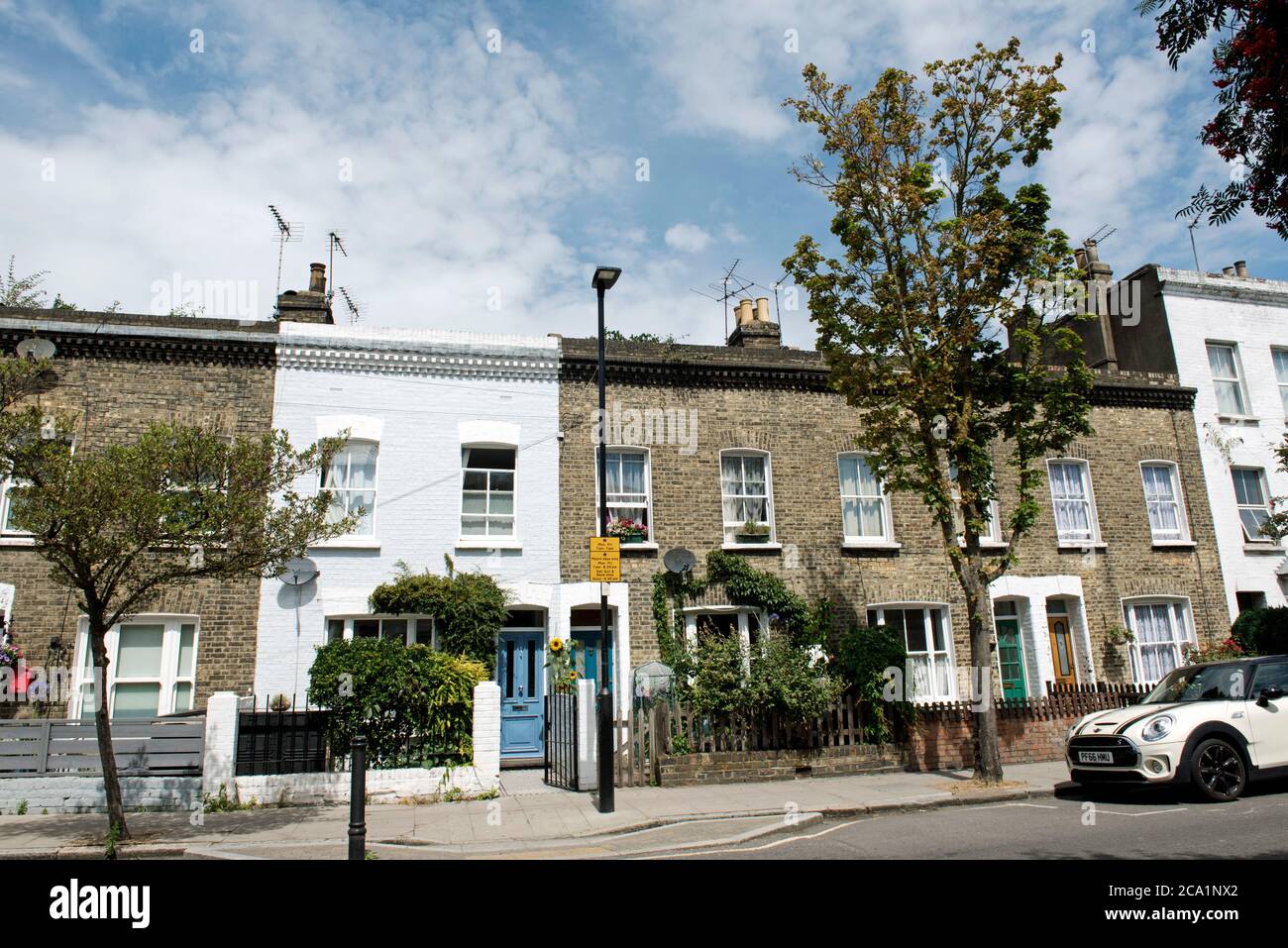 Two story Victorian terraced houses in Gillespie Road, Highbury, London Borough of Islington, N5 Stock Photo