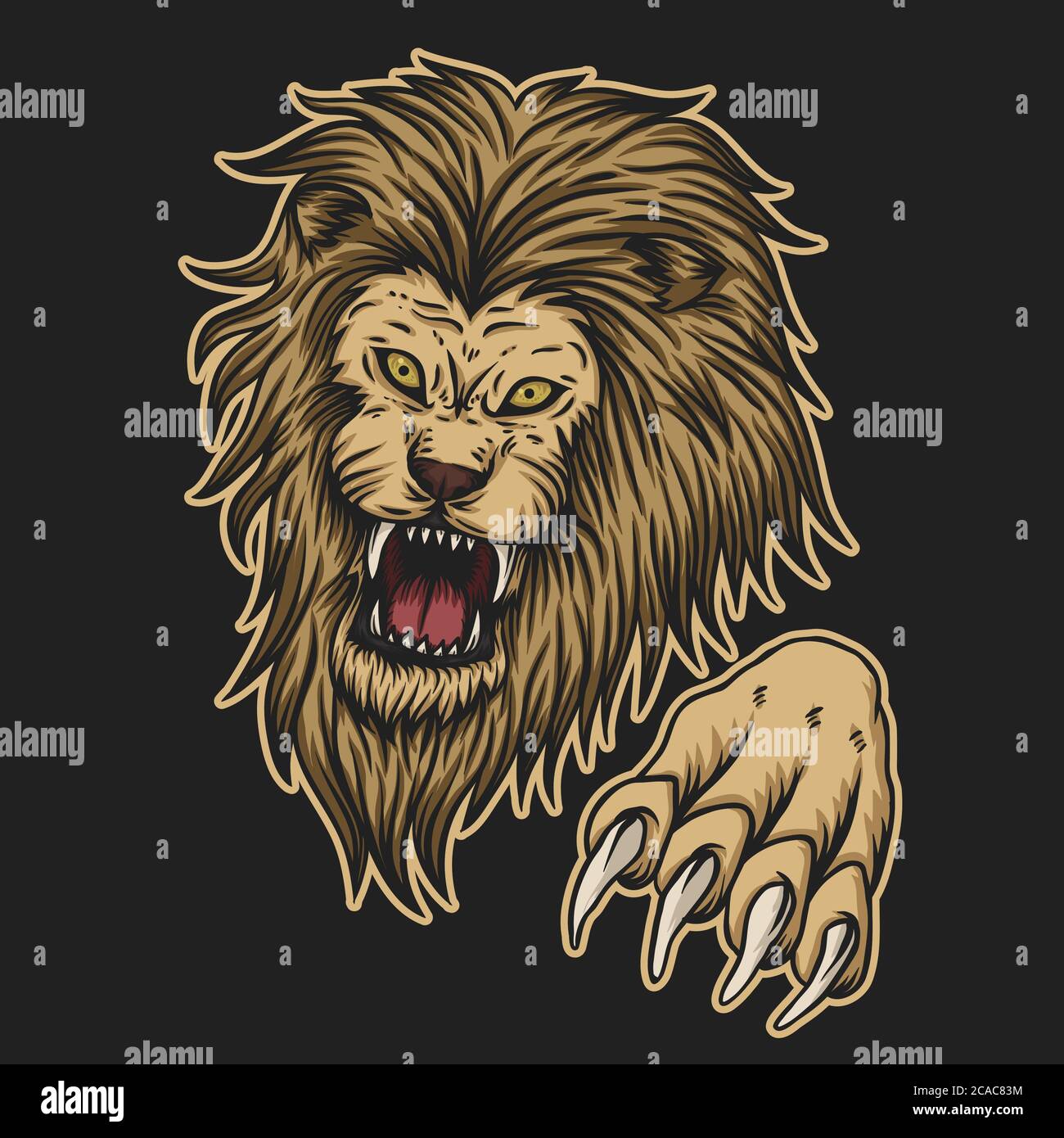 angry lion attack vector illustration for your company or brand Stock Vector