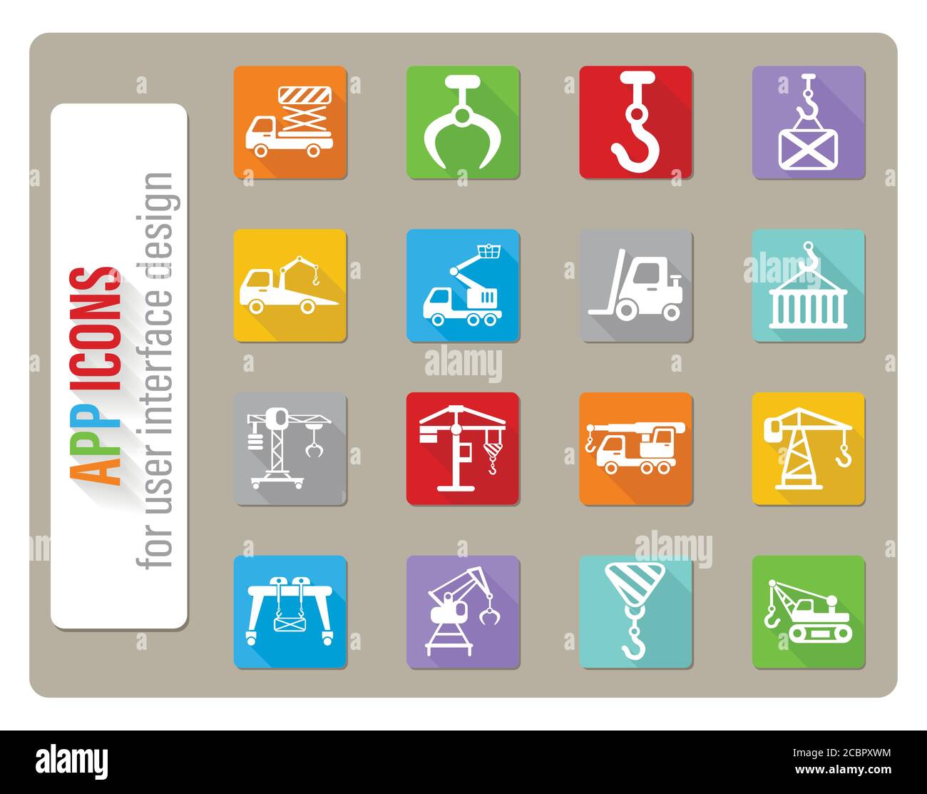 lifting machines icon set Stock Vector