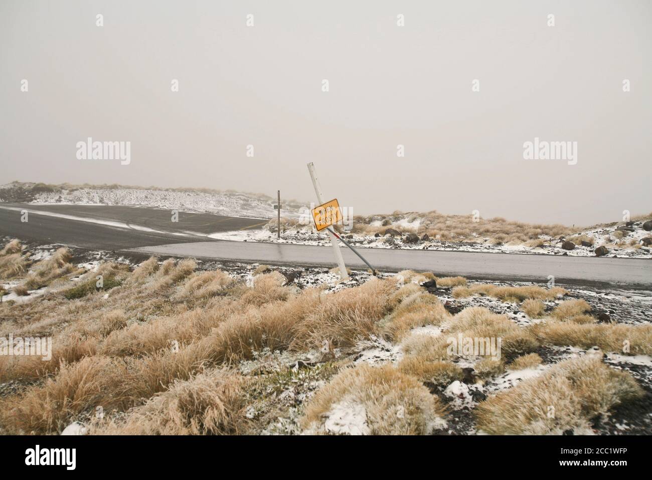 New Zealand, Highway, Road sign Stock Photo