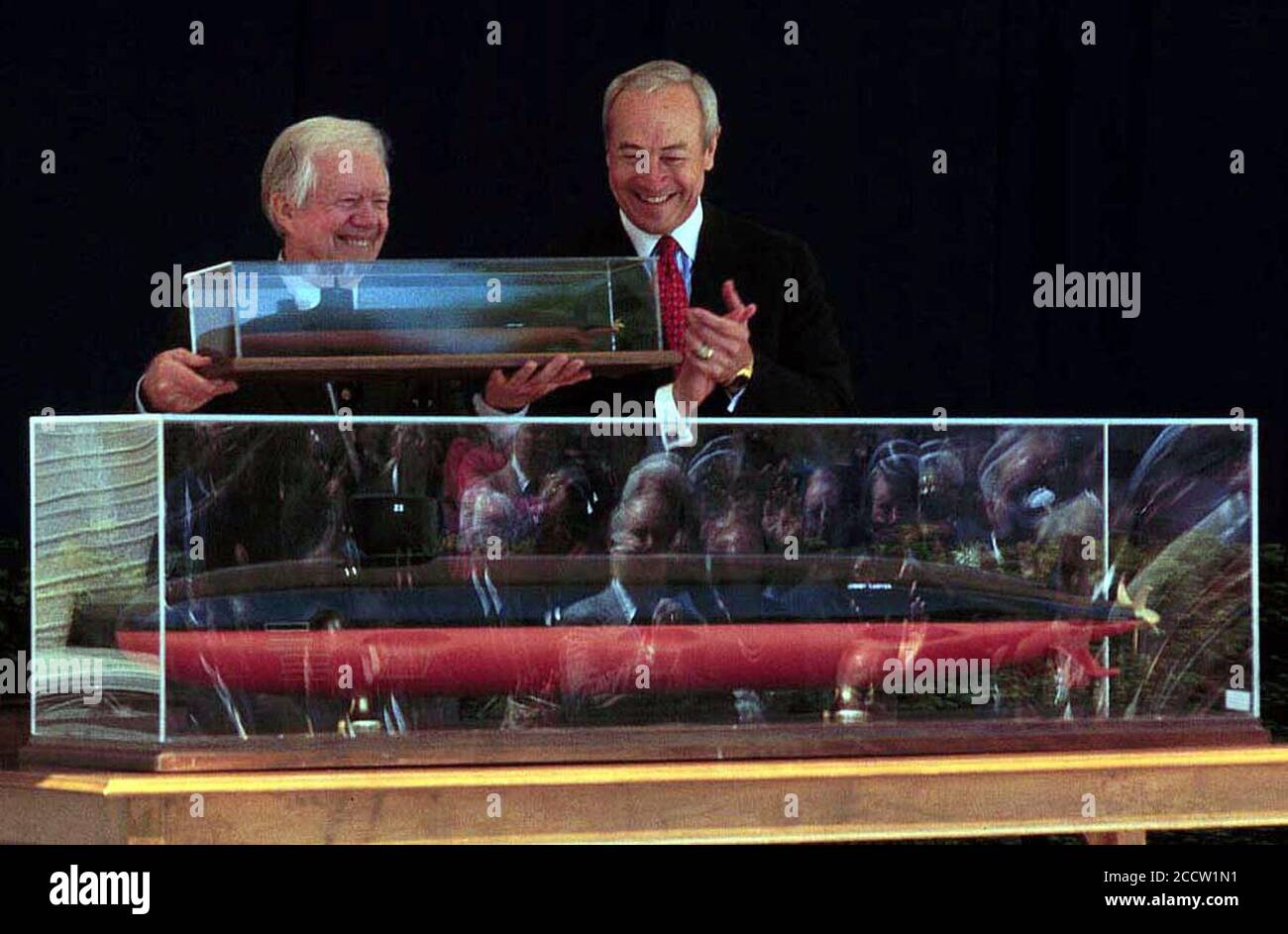 Jimmy Carter with model of SSN-23. Stock Photo