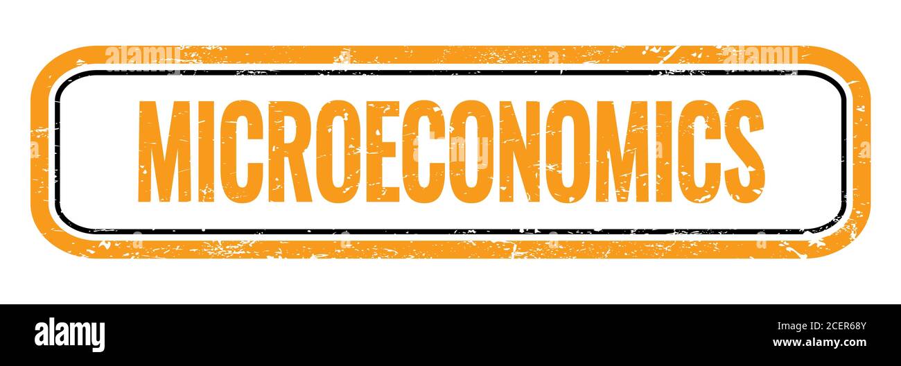 MICROECONOMICS orange grungy rectangle stamp sign. Stock Photo