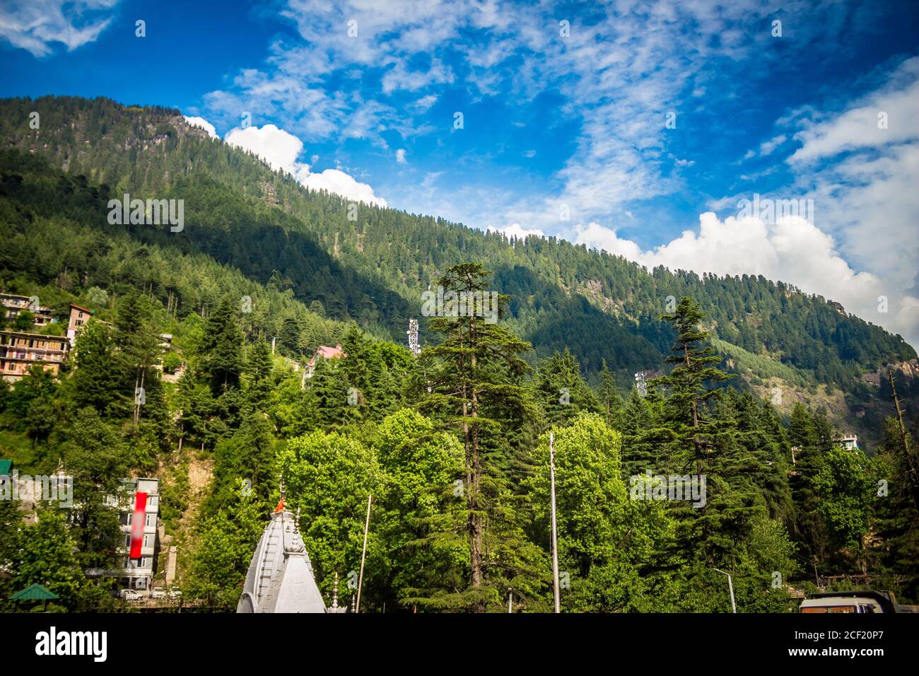 Manali, Himachal Pradesh. Panoramic views of Himalayas. Natural beauty of Solang Valley in India. Famous tourist place for travel and honeymoon Travel Stock Photo