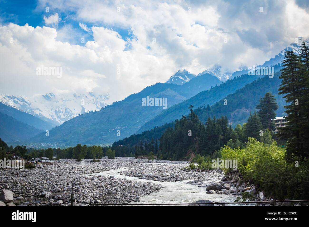 Manali, Himachal Pradesh. Panoramic views of Himalayas. Natural beauty of Solang Valley in India. Famous tourist place for travel and honeymoon Travel Stock Photo