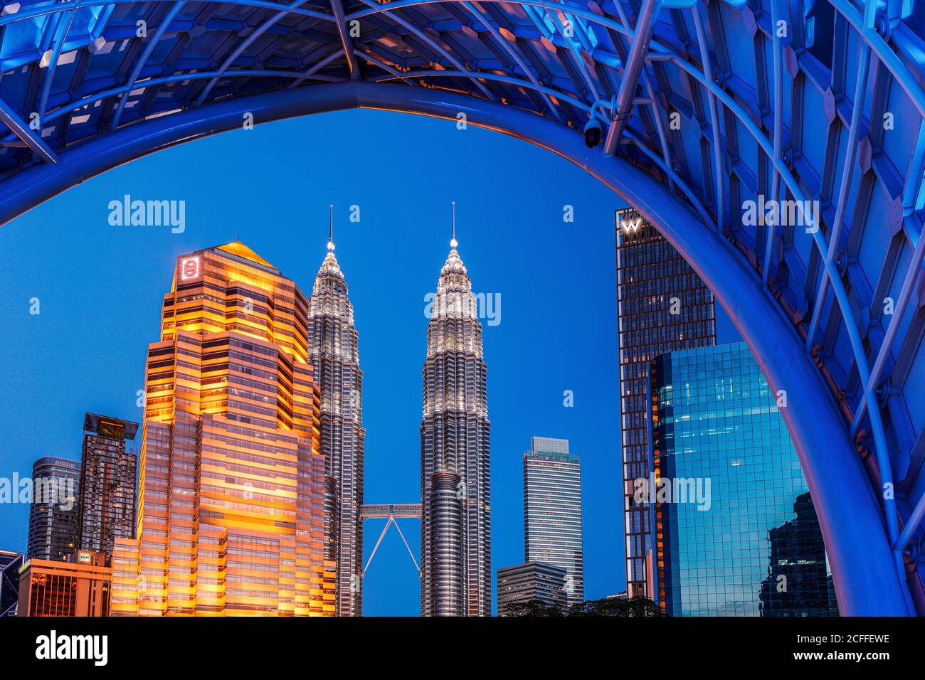 The framing of the PETRONAS Twin Towers, Kuala Lumpur, Malaysia. Stock Photo