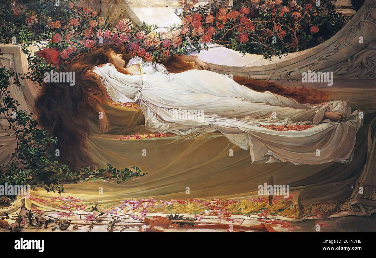 Spence Thomas Ralph - Sleeping Beauty - British School - 19th  Century Stock Photo