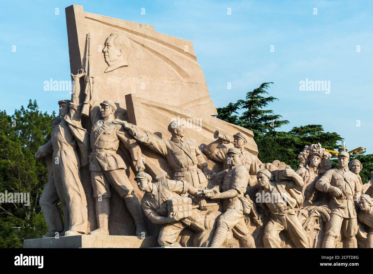 Beijing / China - September 27, 2014: Monument in front of Mao Zedong Mausoleum on Tiananmen Square in Beijing, China Stock Photo