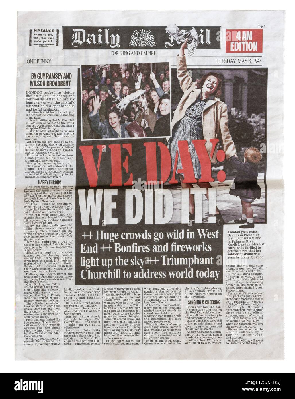 The front page of the Daily Mail May 8 1945 with the headline VE Day: We Did It Stock Photo