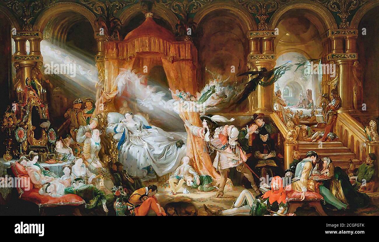 Maclise Daniel - the Sleeping Beauty 1 - British School - 19th  Century Stock Photo