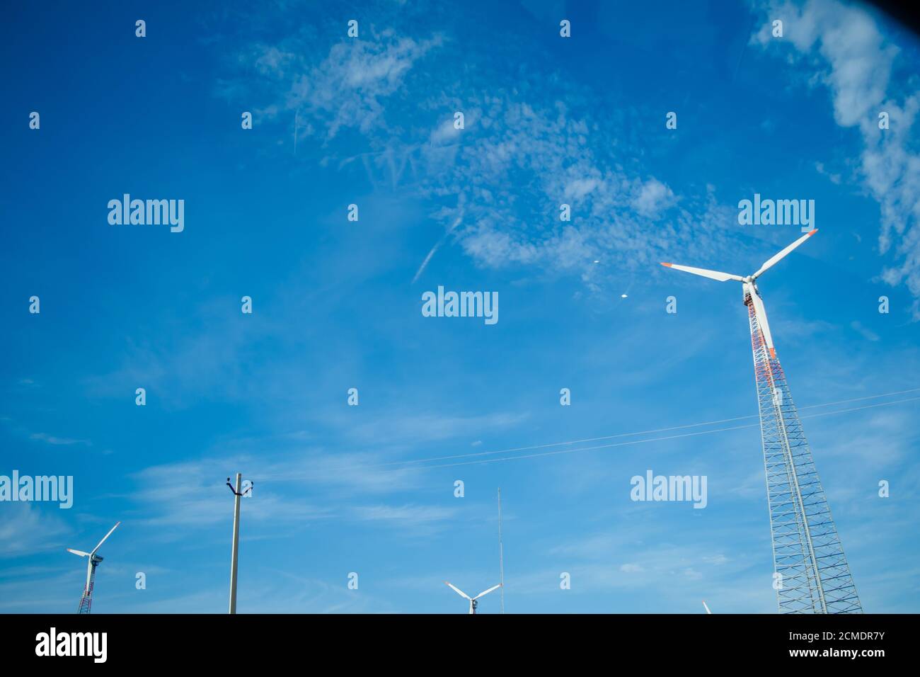 Windmills in desert of  Jaisalmer the golden city, an ideal allure for travel enthusiasts, Sam Sand Dunes Stock Photo