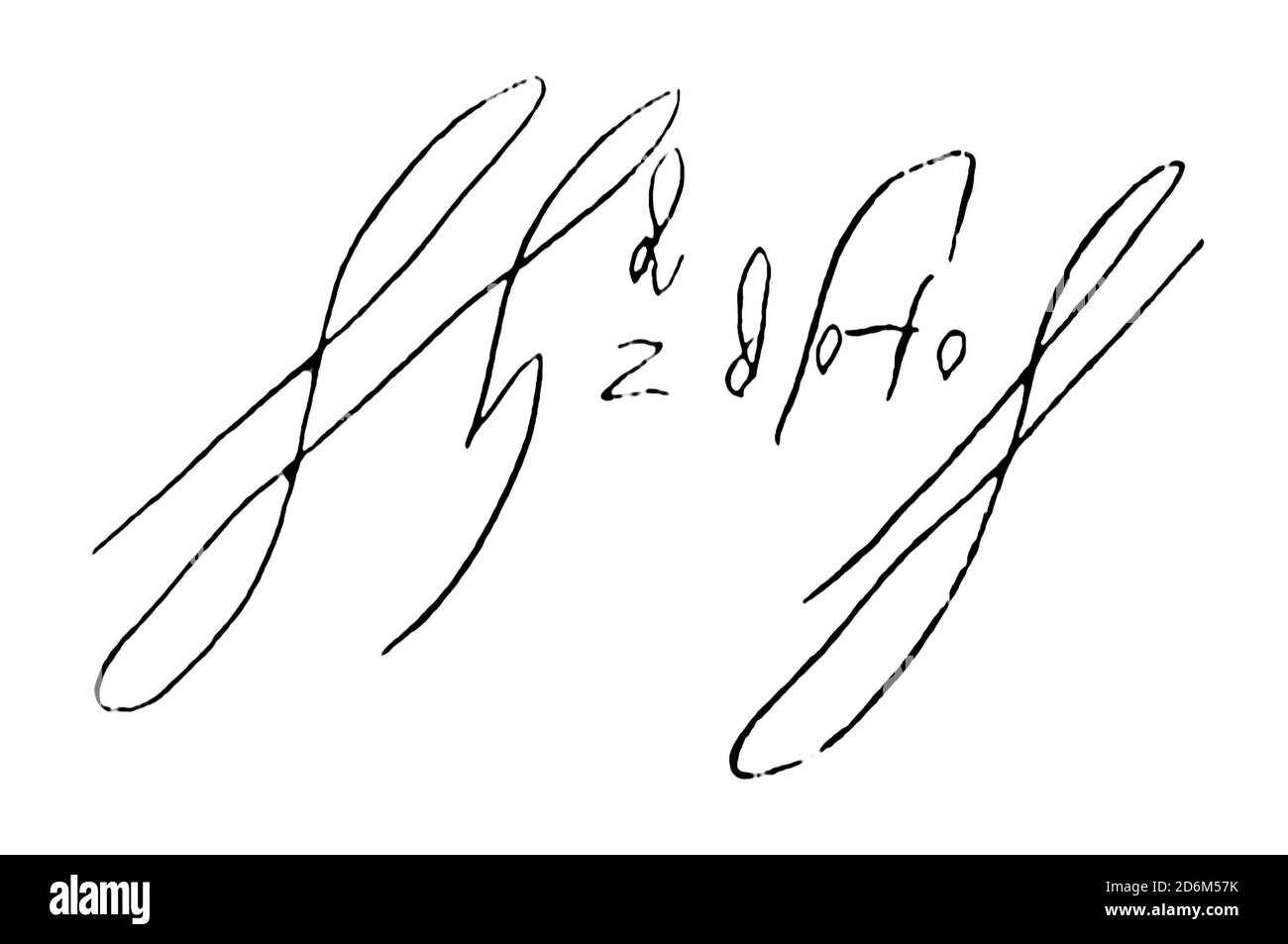 Hernando de Soto signature. First European documented as having crossed the Mississippi River Stock Photo