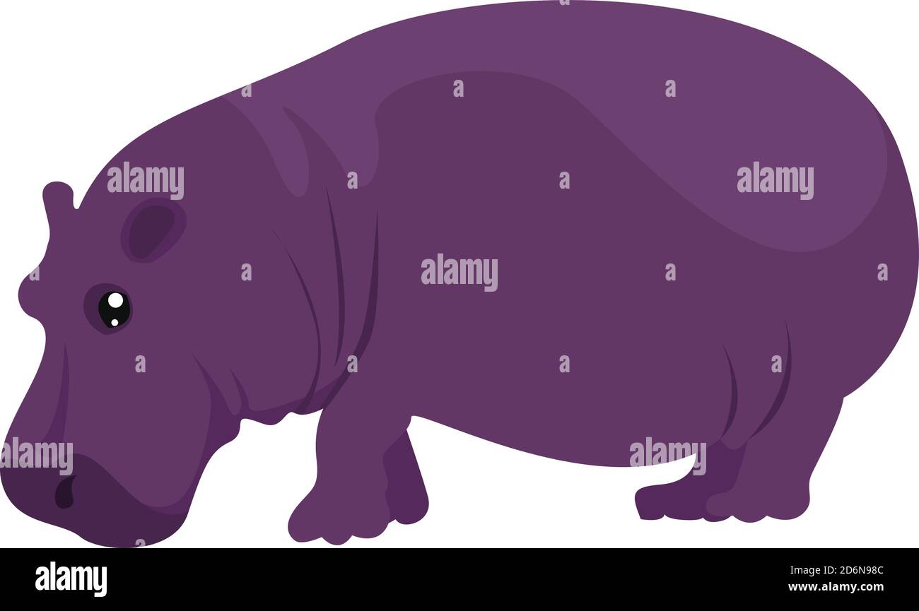 Purple hippo, illustration, vector on white background Stock Vector