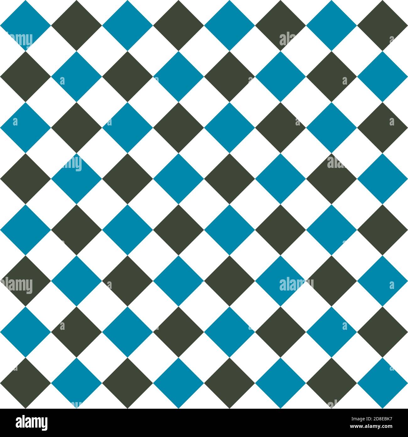 Blue and green diagonal squares on the white background. Seamless pattern. Stock Photo