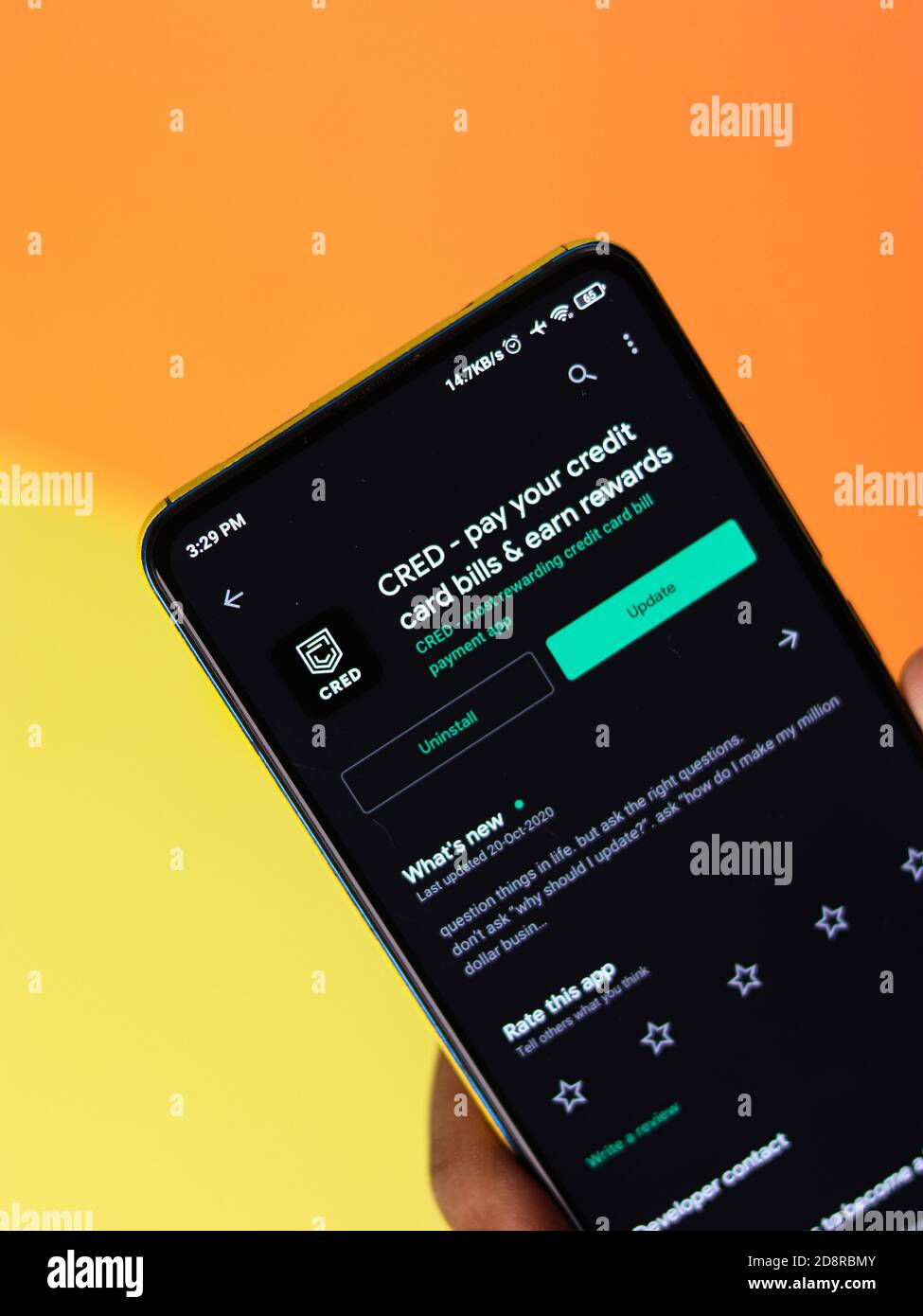 Assam, india - October 29, 2020 : Cred logo on phone screen stock image. Stock Photo