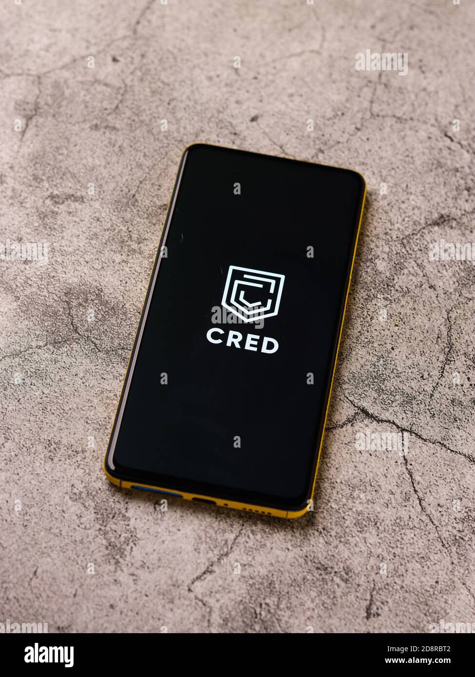 Assam, india - October 29, 2020 : Cred logo on phone screen stock image. Stock Photo