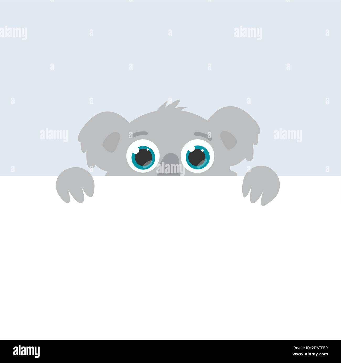 curious australian koala peeps out. flat vector cartoon illustration Stock Vector