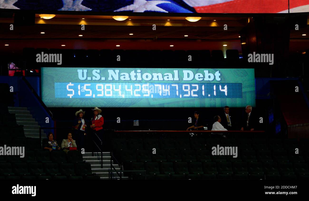 NO FILM, NO VIDEO, NO TV, NO DOCUMENTARY - The U.S. National Debt clock is seen at the second session of the 2012 Republican National Convention at the Tampa Bay Times Forum in Tampa, FL, USA, Tuesday, August 28, 2012. Photo by Harry E. Walker/MCT/ABACAPRESS.COM Stock Photo