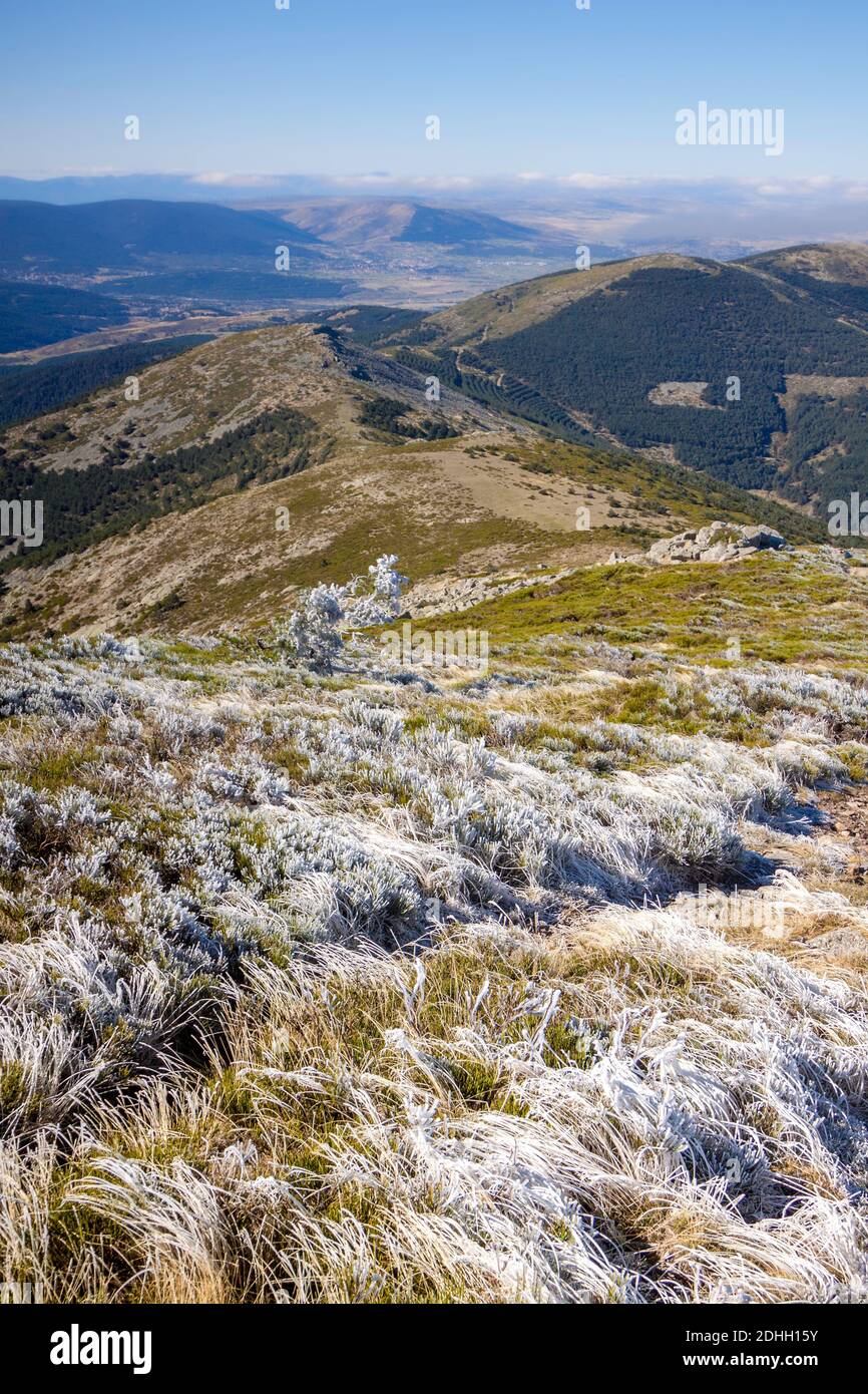 Top of The Dead Woman. Mountain in the Sierra de Guadarrama National Park in Segovia. Hiking route to enjoy nature. In Spain, Europe Stock Photo