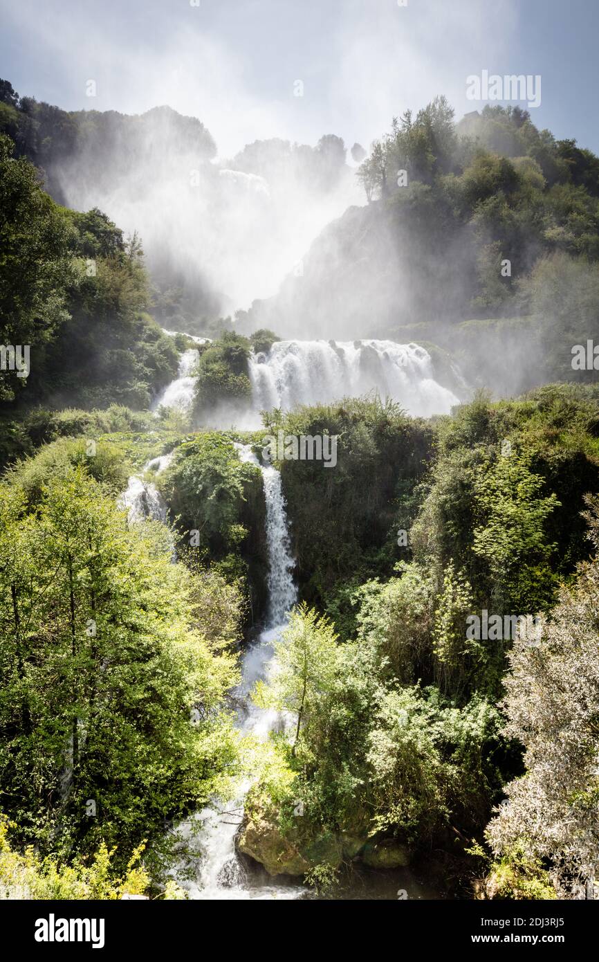 Marmore Falls, Umbria, Italy (Cascata delle Marmore) tallest man-made waterfall in the world created by the ancient Romans located near Terni, Umbria Stock Photo