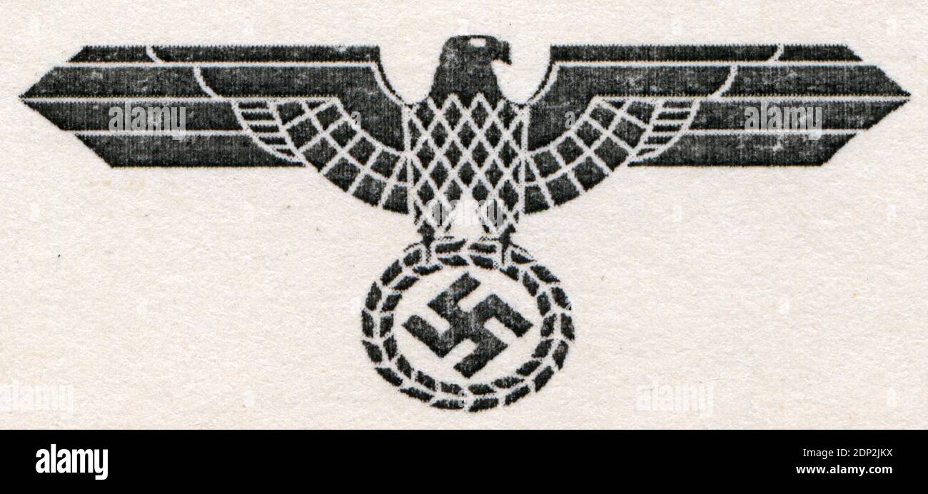 Nazi symbol on a German (Deutsches Reich) postcard, circa 1941 Stock Photo