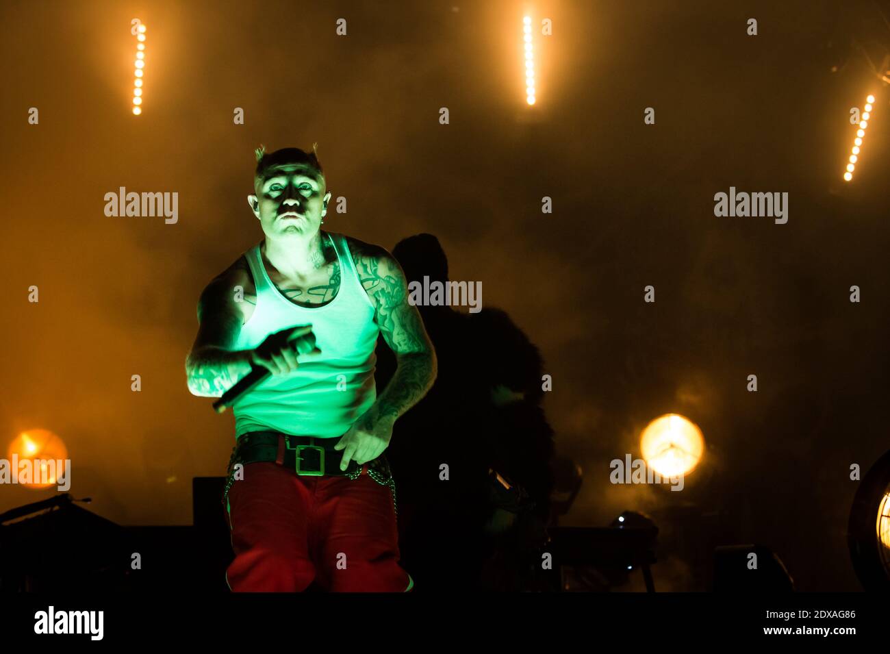 Keith Flint, Lead Singer of The Prodigy, Dies at 49 - File pictures of the Prodigy band with sing Keith Flint performing at the Paleo Festival of Nyon on July 25, 2014. Photo by Loona/ABACAPRESS.COM Stock Photo