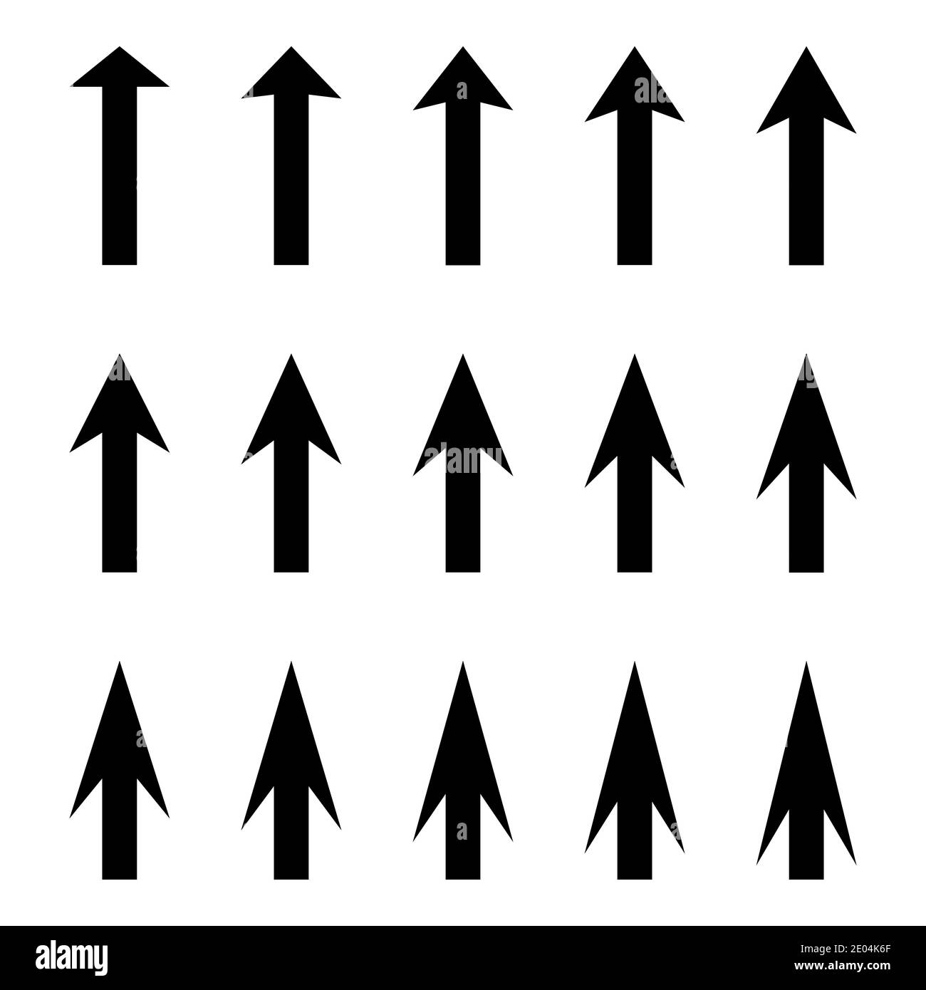 set arrows to guide the pointer vector arrow cursor with different angle of sharpness Stock Vector