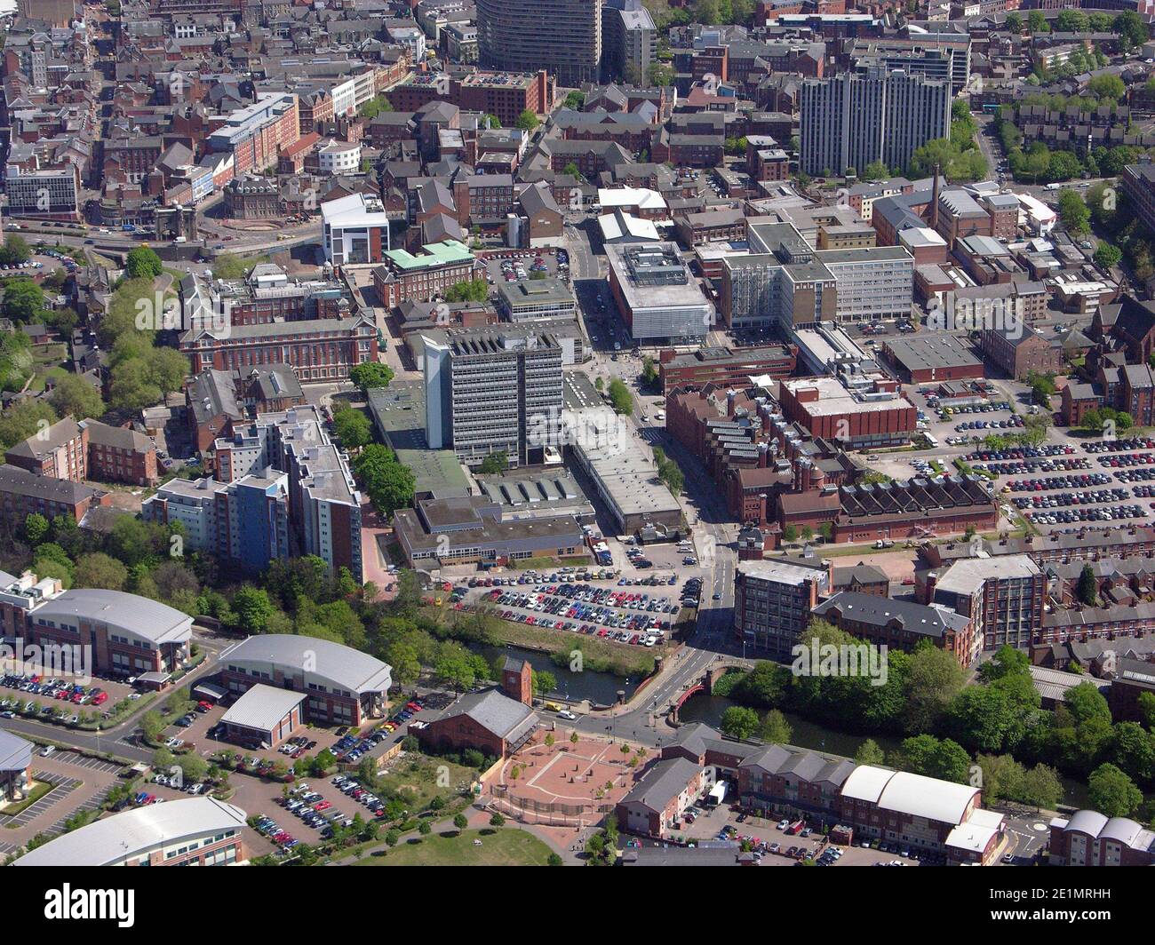 aerial view of Leicester De Montfort University Stock Photo