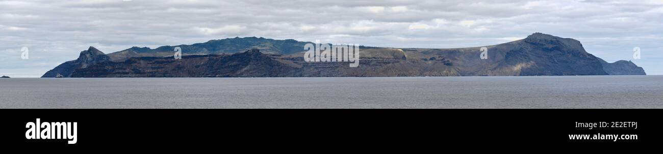 Approaching View of Saint Helena Island on the Horizon Stock Photo