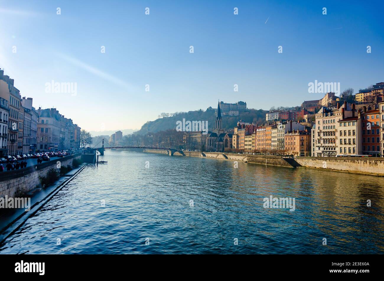 View of river in Lyon, France Stock Photo