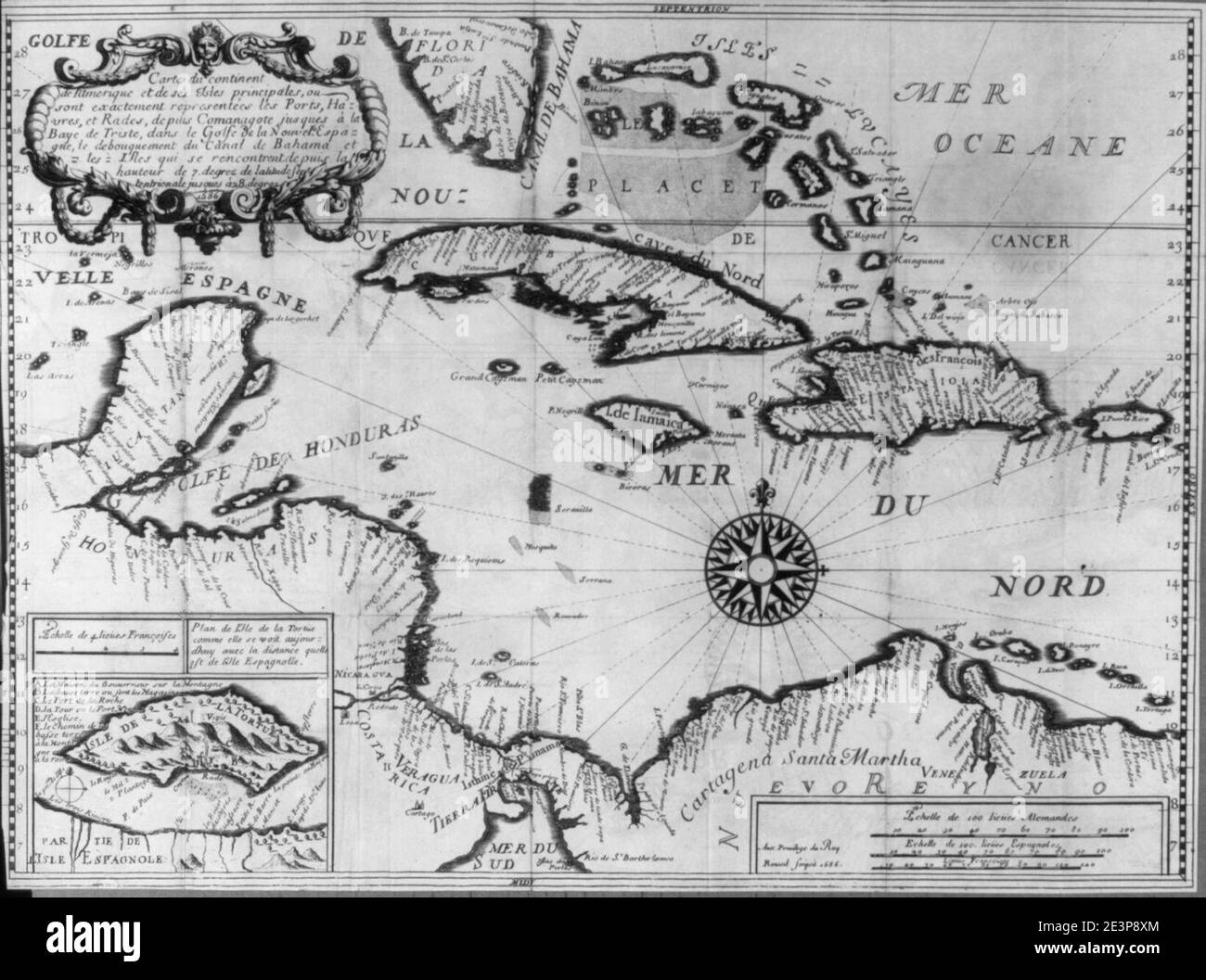 Map of the Caribbean in French; 1686 Stock Photo