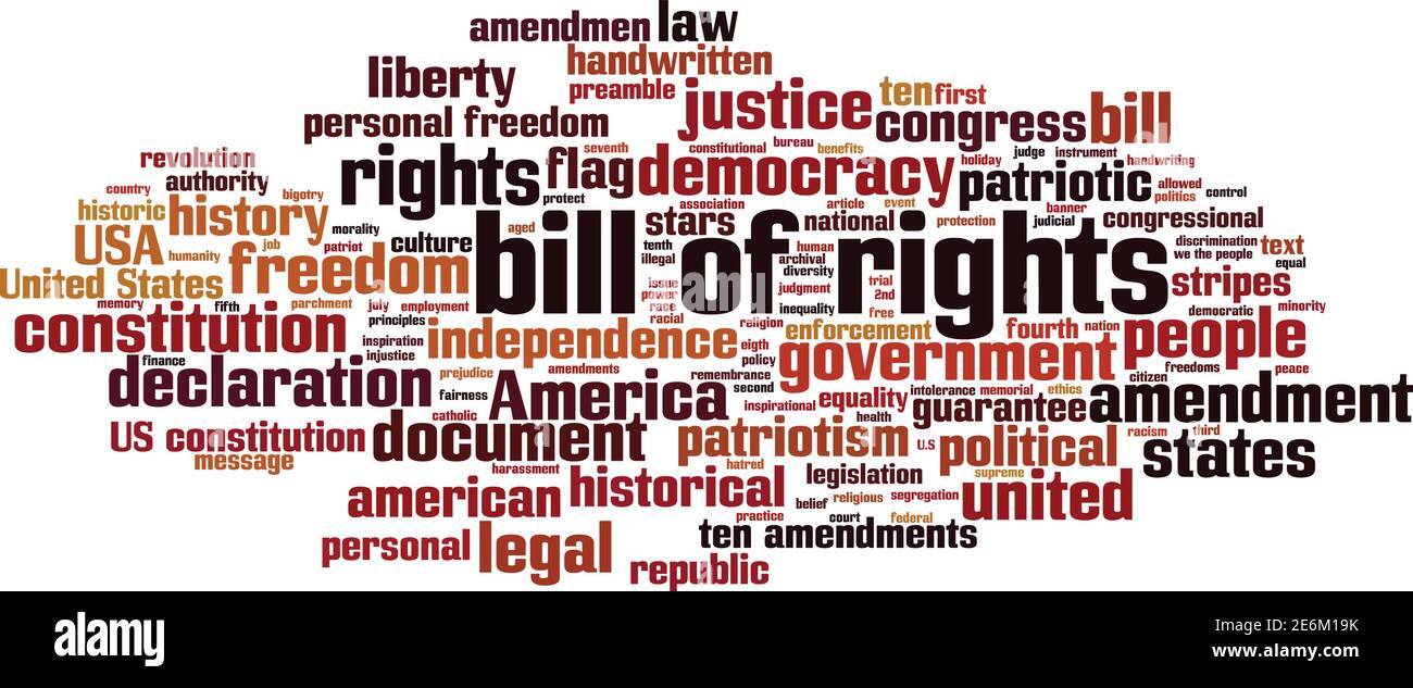 Bill of rights word cloud concept. Collage made of words about bill of rights. Vector illustration Stock Vector