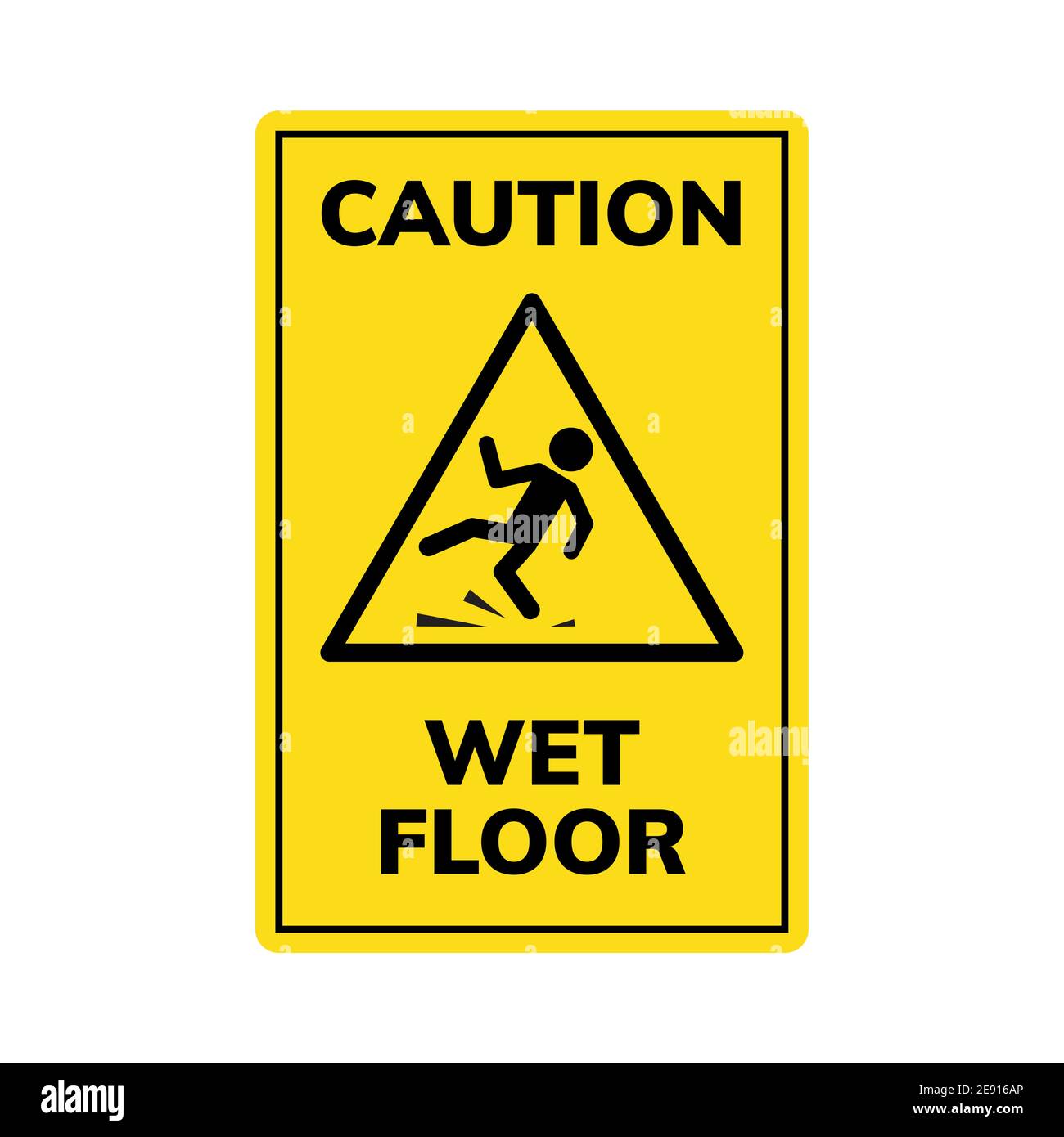 Wet floor sign. Safety yellow slippery floor warning icon vector caution symbol Stock Vector