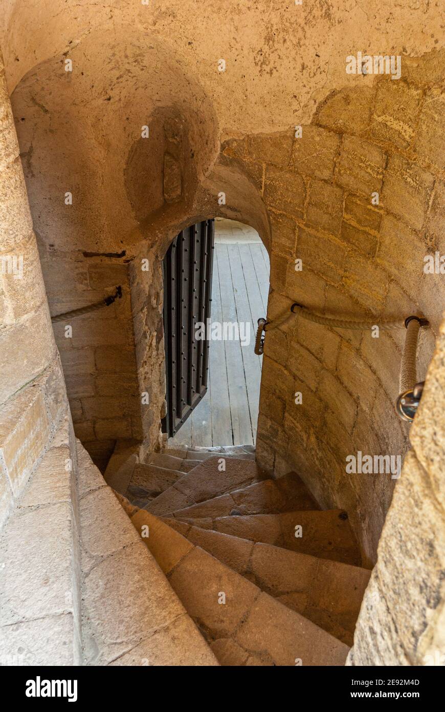 Castle Rising castle, a 12th century Norman building, Norfolk, UK: stone steps in the castle keep Stock Photo