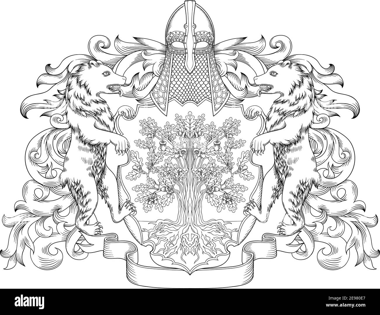 Imperial coat of arms - heraldic royal emblem shield with crown and laurel wreath Stock Vector