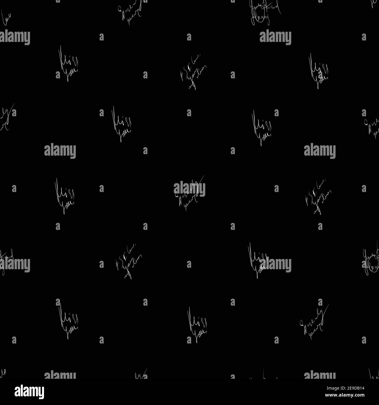 Seamless vector pattern. White text on a black background. Stock Vector