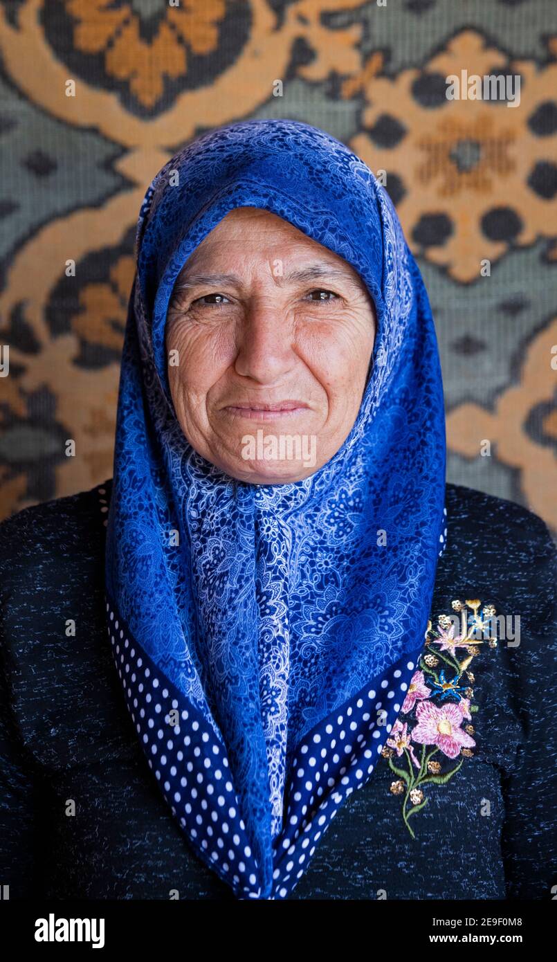 Portrait Of Muslim Kurdish Woman Wearing Traditional Clothes And Head ...