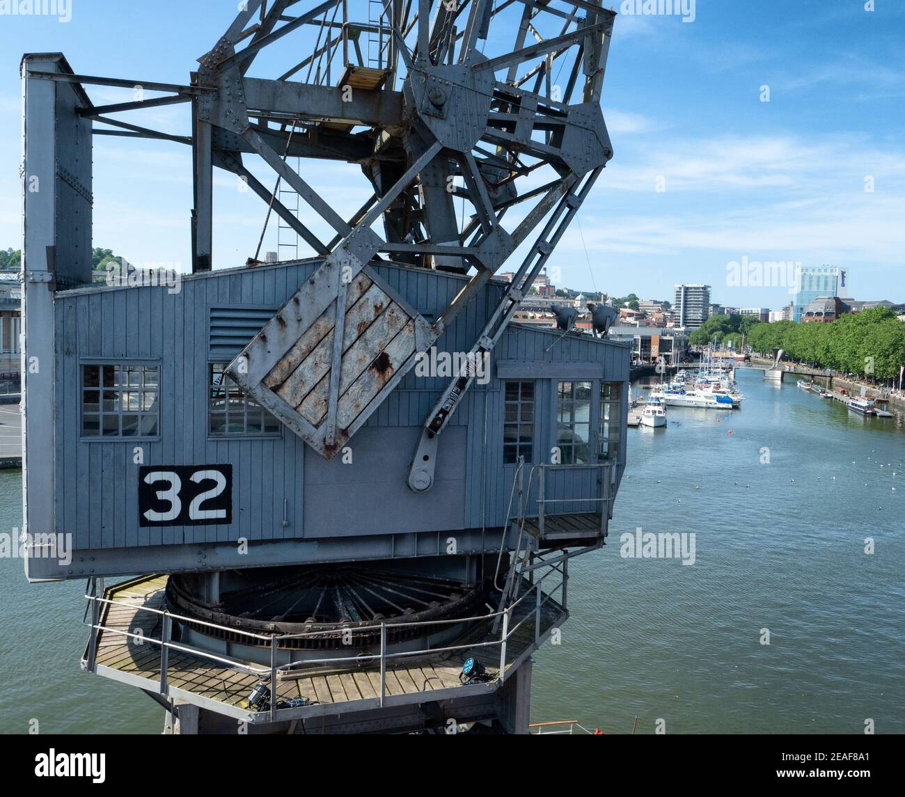 The Bristol Cranes beside the M-Shed on Bristol's harbourside UK - reminders of the city's once thriving role as a sea port Stock Photo