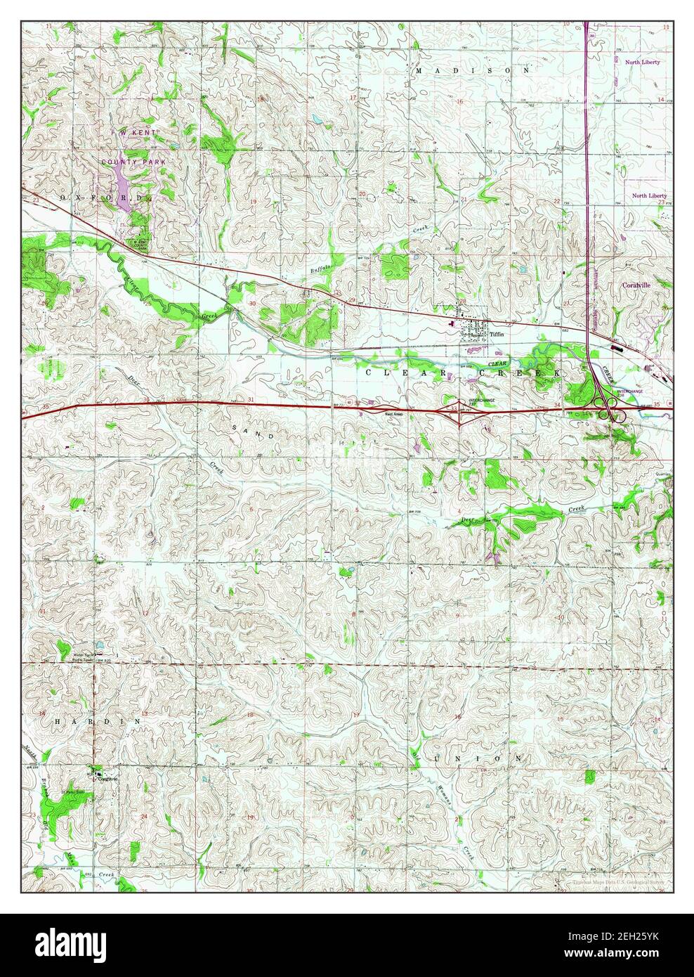 Tiffin, Iowa, map 1965, 1:24000, United States of America by Timeless Maps, data U.S. Geological Survey Stock Photo